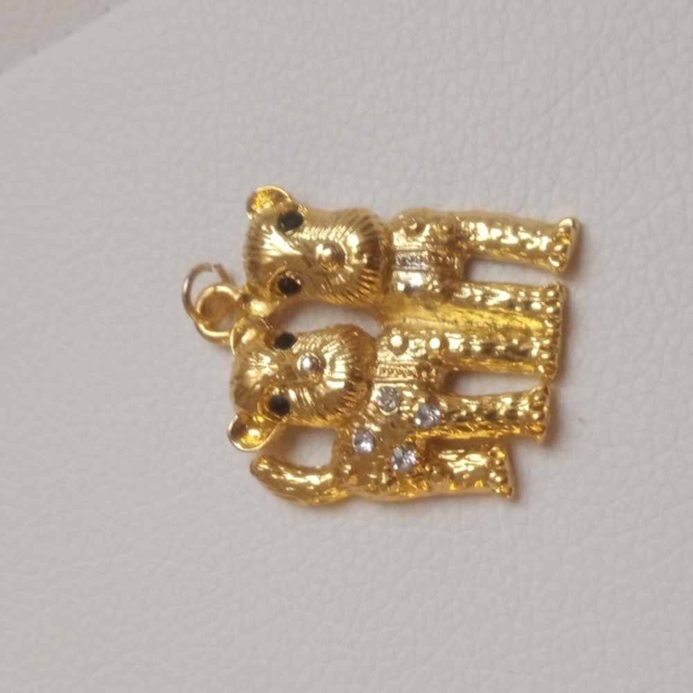 Gold Dog Pendant with Rhinestones